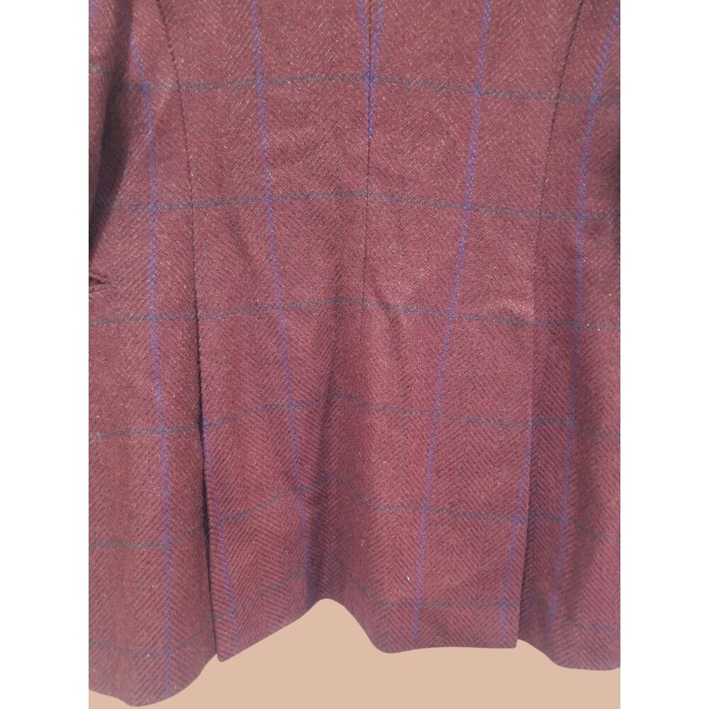 Kiton Womens Burgundy Plaid Blazer SizeEU  44 100% Cashmere New Without Tags. - Picture 8 of 15